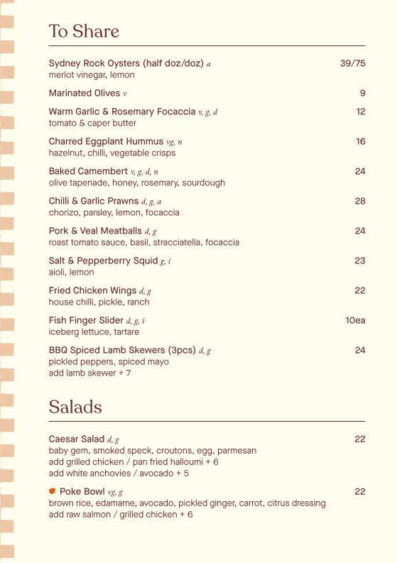 Menu, The Clock