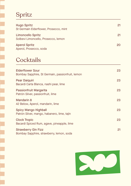 Menu, The Clock