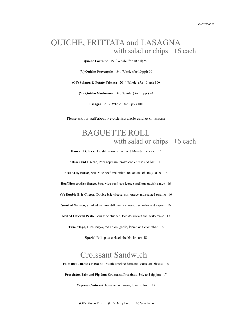Menu, Chezest Cafe