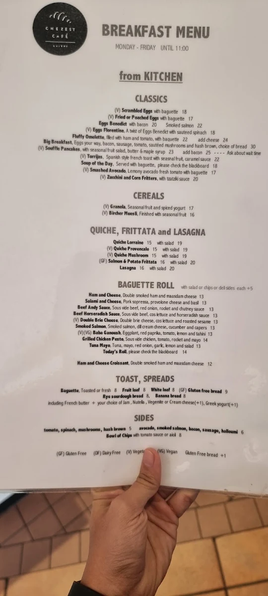 Menu, Chezest Cafe