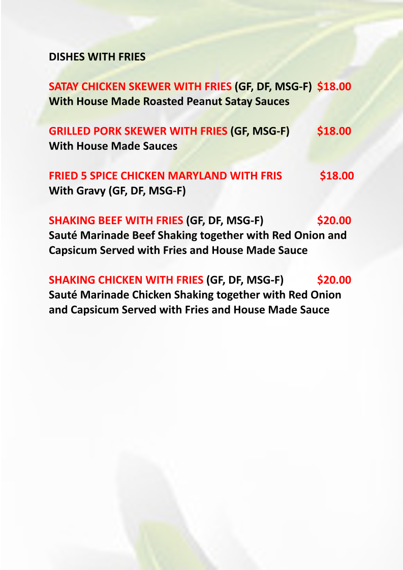 Menu, Halcyon Nest Vietnamese Restaurant
