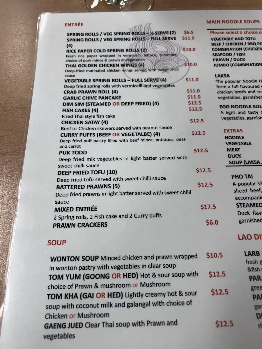 Menu, Civic Asian Noodle House