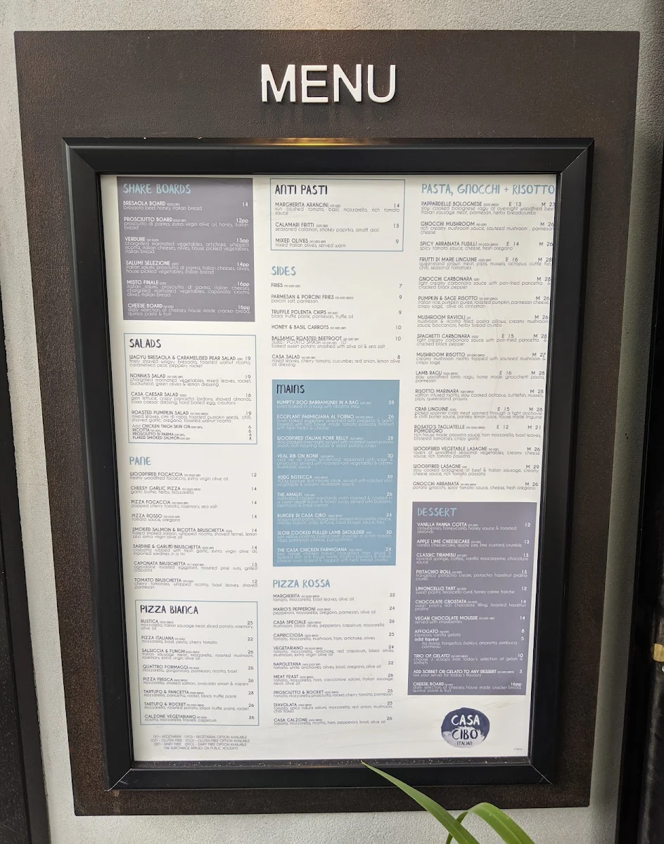 Menu, Casa Cibo