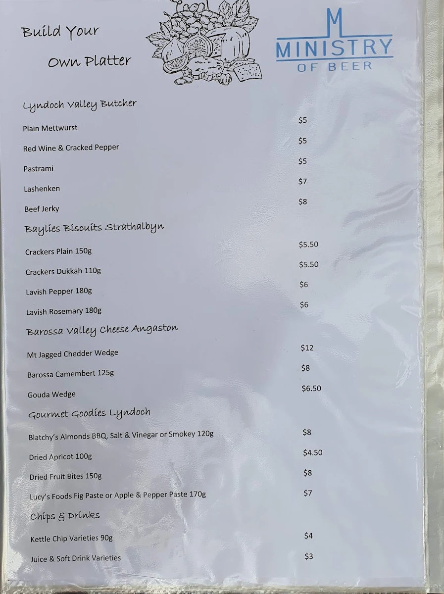 Menu, Ministry of Beer