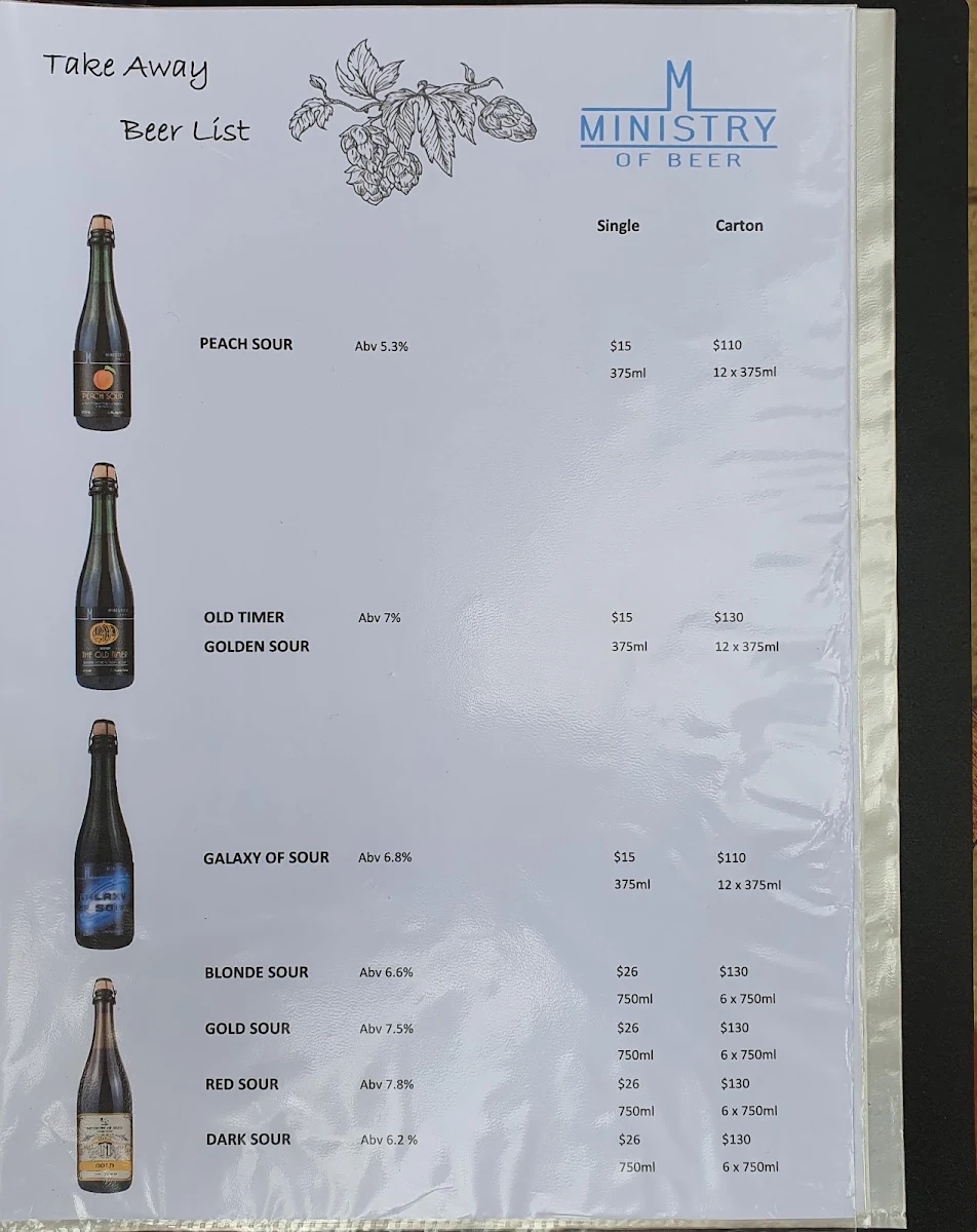Menu, Ministry of Beer