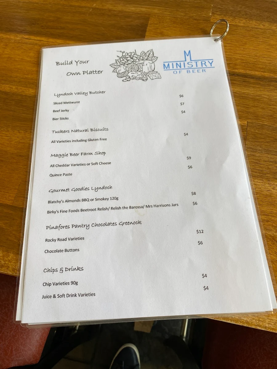 Menu, Ministry of Beer