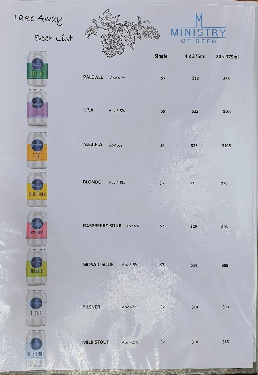 Menu, Ministry of Beer