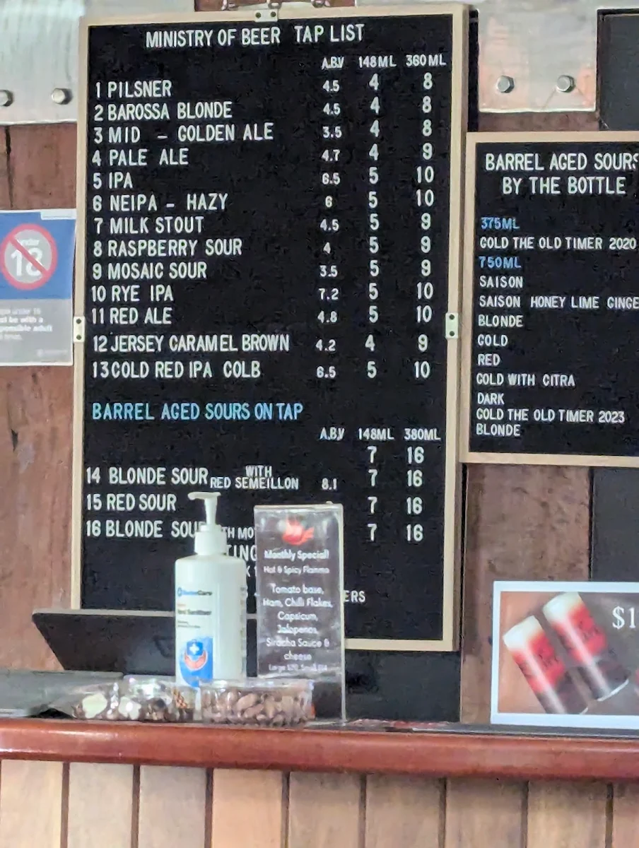 Menu, Ministry of Beer