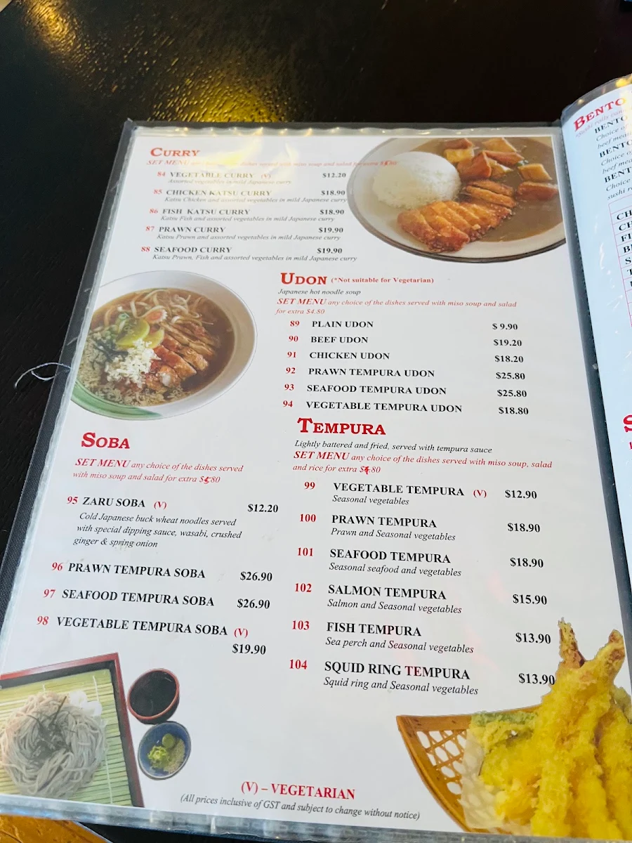 Menu, YUKI Japanese Restaurant