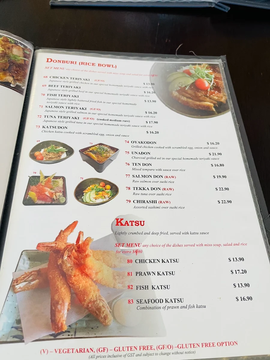 Menu, YUKI Japanese Restaurant