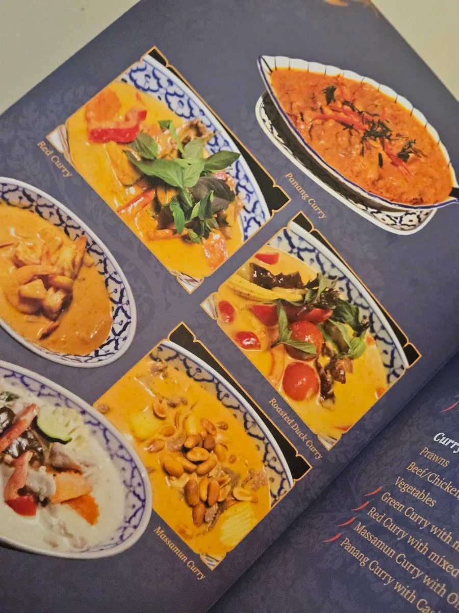 Menu, Rose of Thailand