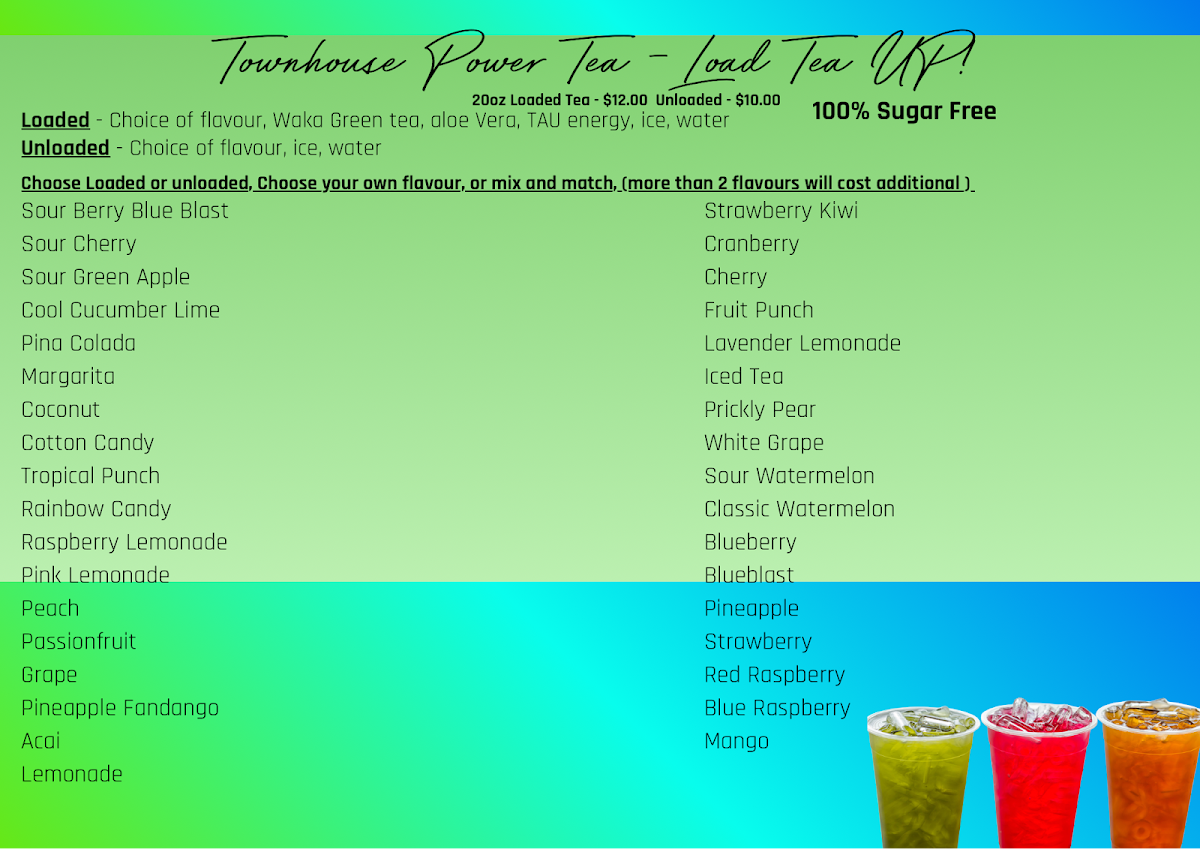 Menu, Townhouse Coffee Co and Cafe, Eaton