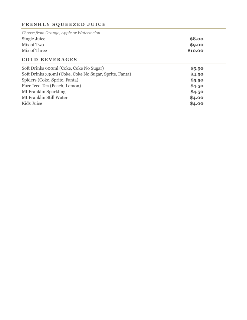 Menu, rAKa’s cafe