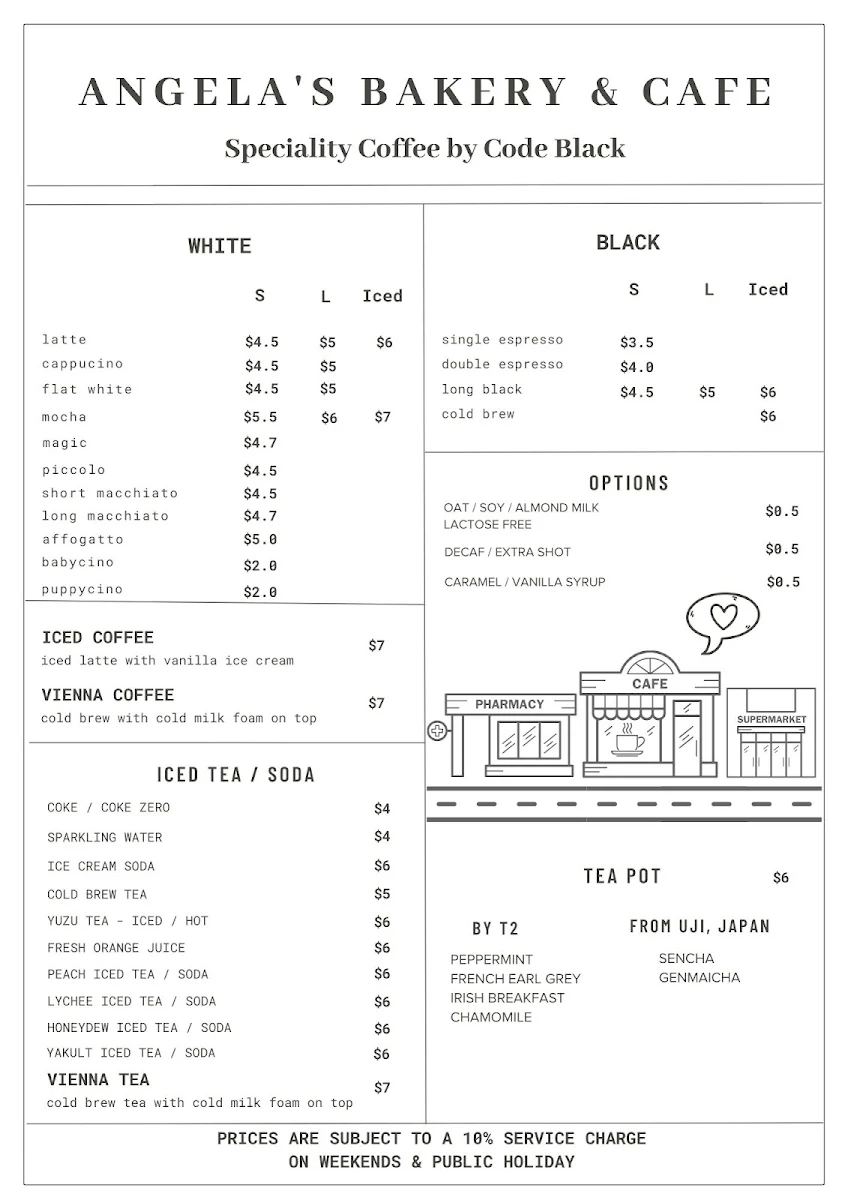 Menu, Angela’s Bakery