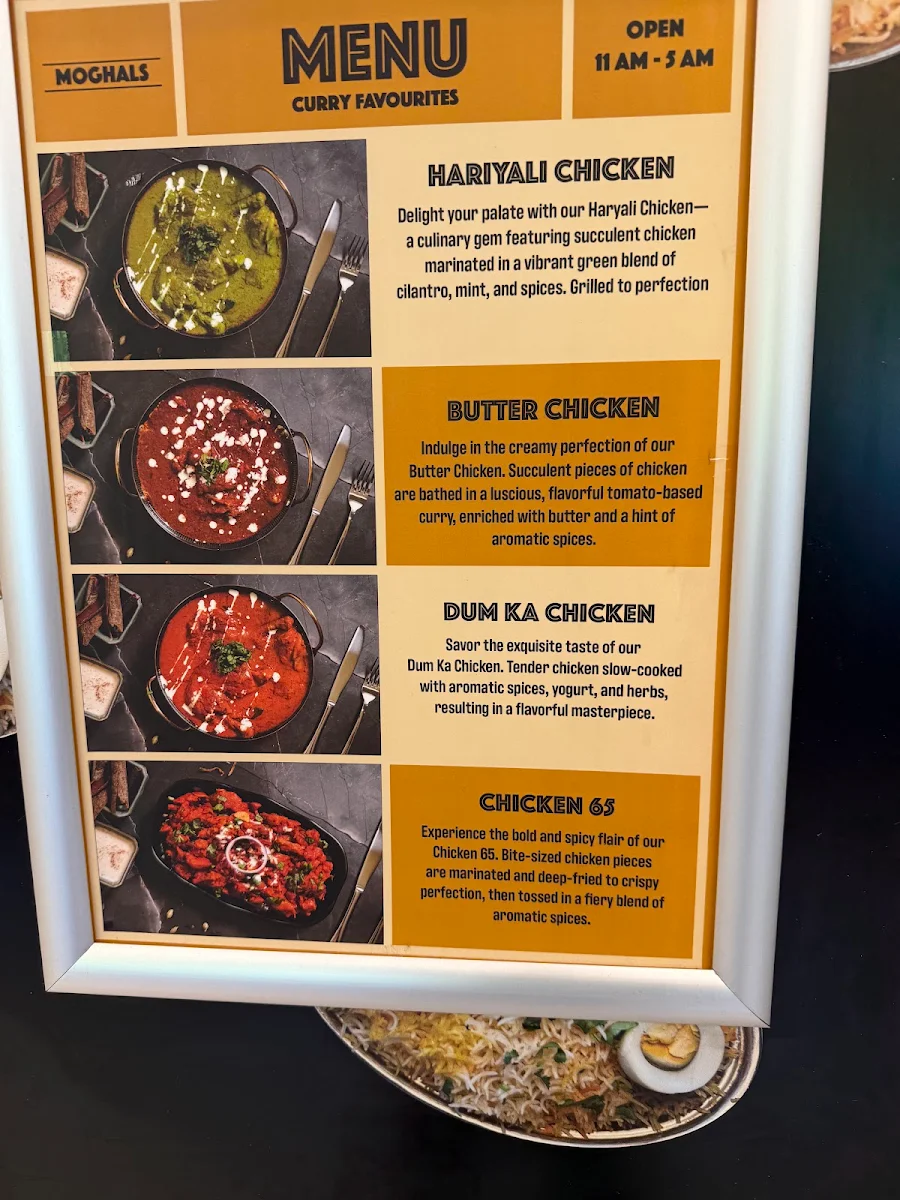Menu, The Moghals