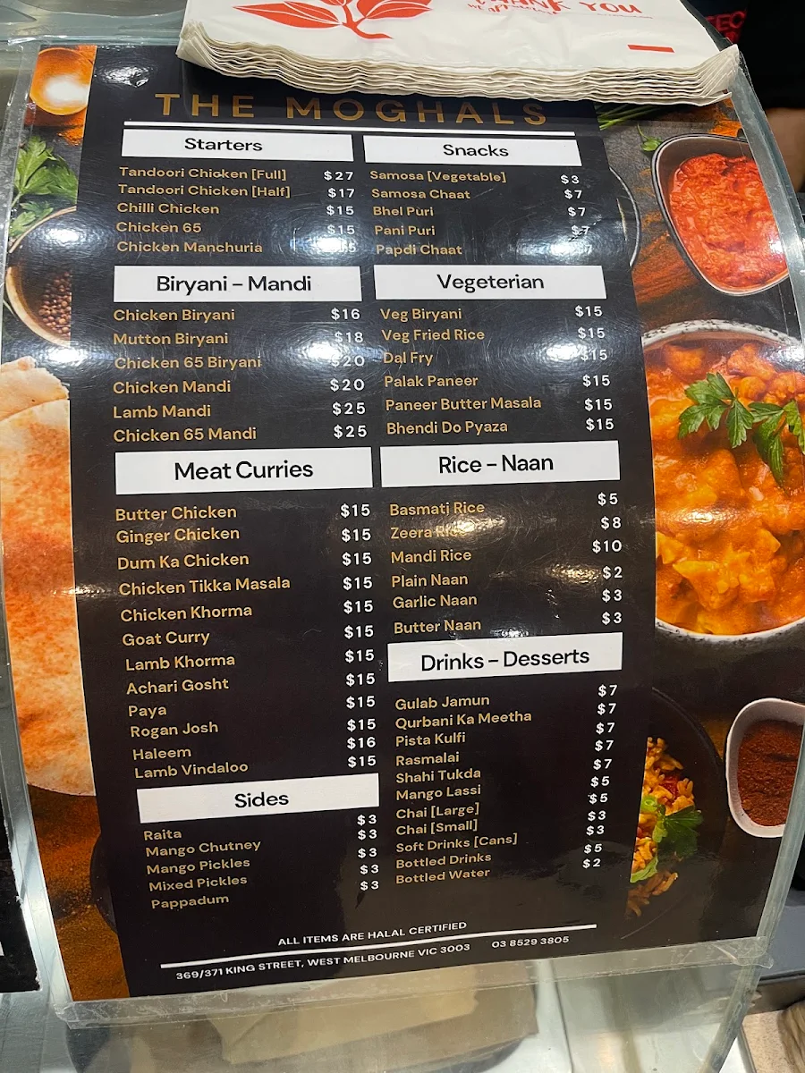 Menu, The Moghals