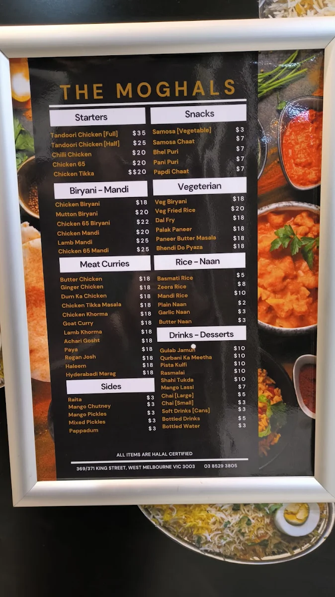 Menu, The Moghals