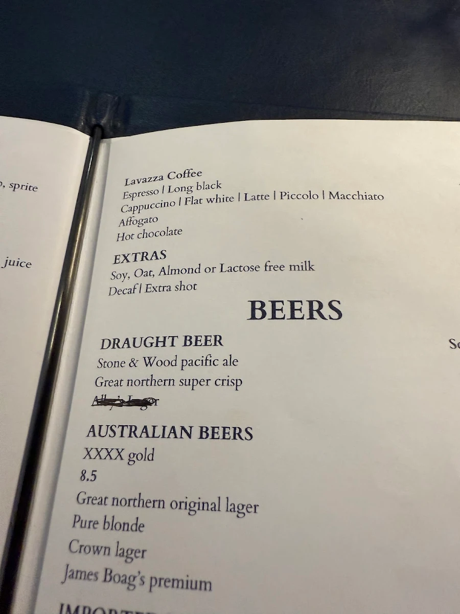 Menu, Acqua Restaurant & Bar