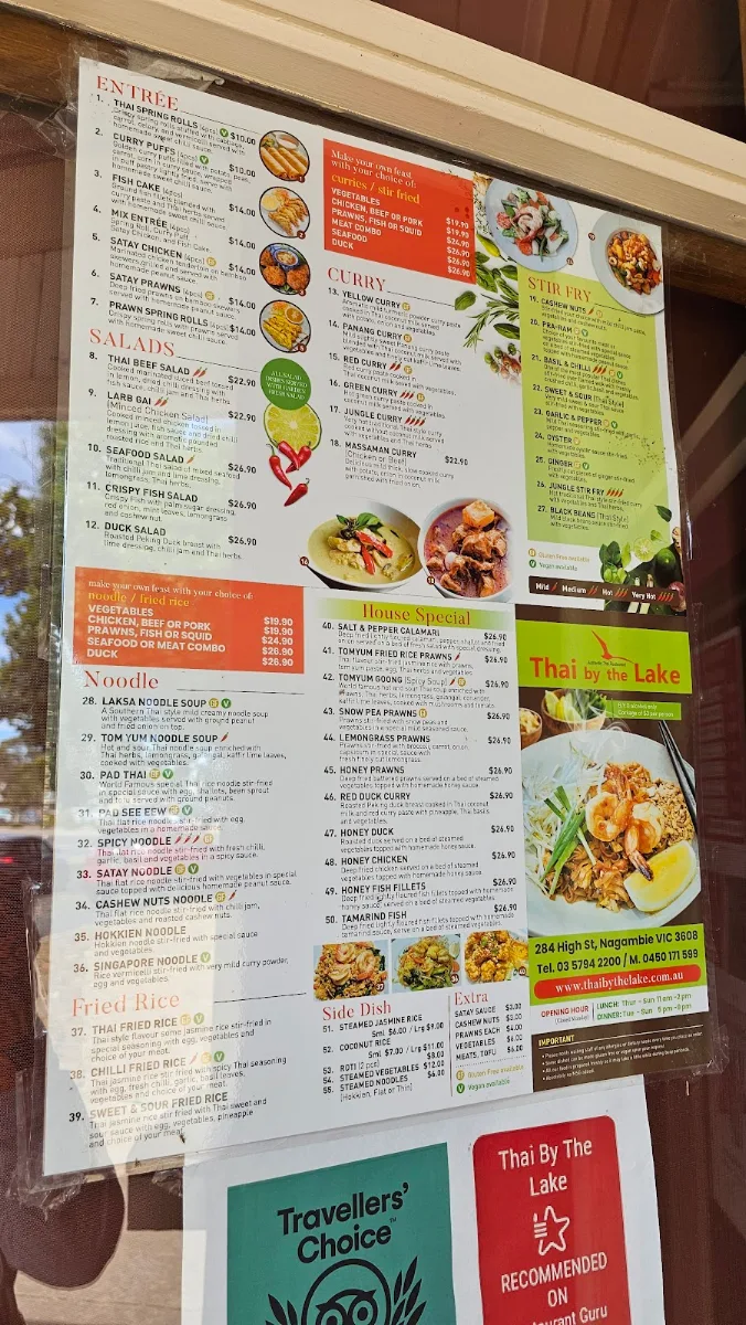 Menu, Thai by the Lake