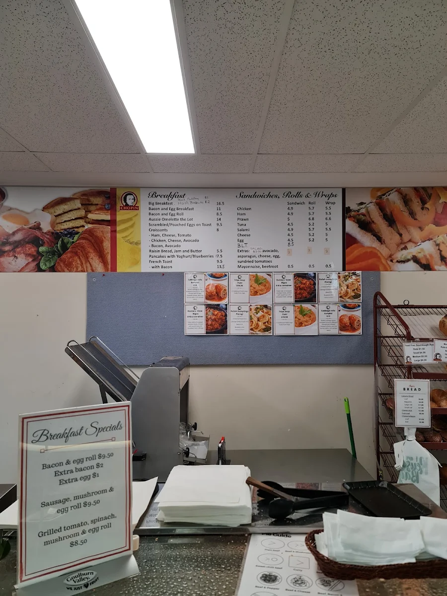 Menu, Chopin Patisserie & Cafe