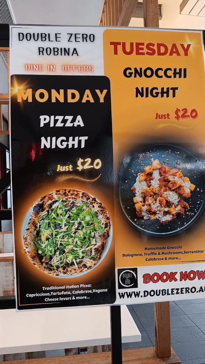 Menu, Double Zero Robina