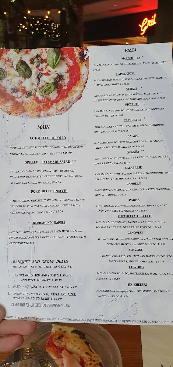Menu, Double Zero Robina