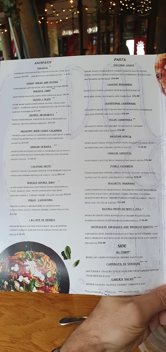 Menu, Double Zero Robina