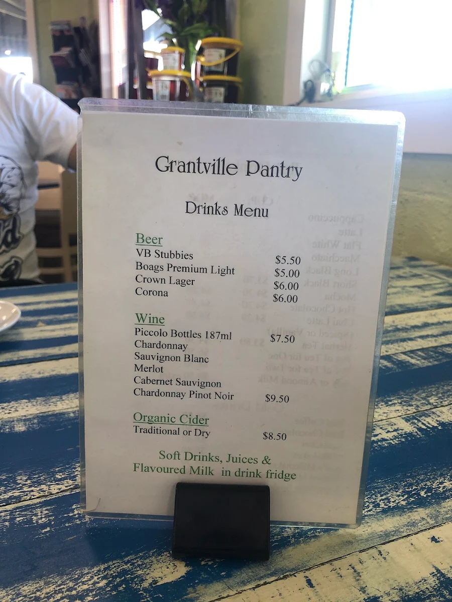 Menu, Grantville Pantry