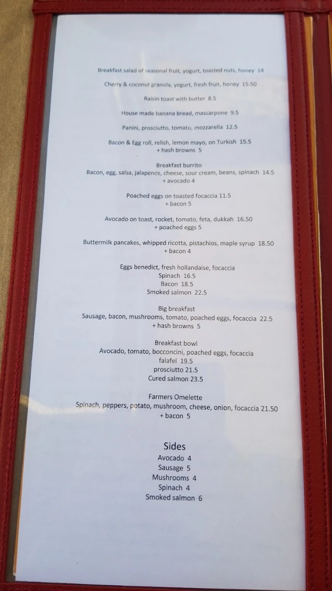 Menu, BACARI