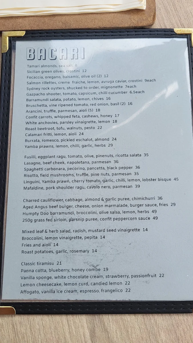 Menu, BACARI