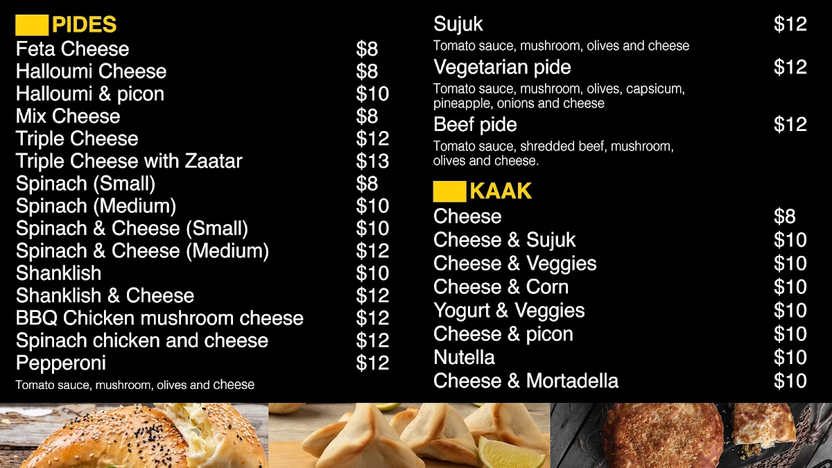 Menu, Tasty Manoosh (Wetherill Park)