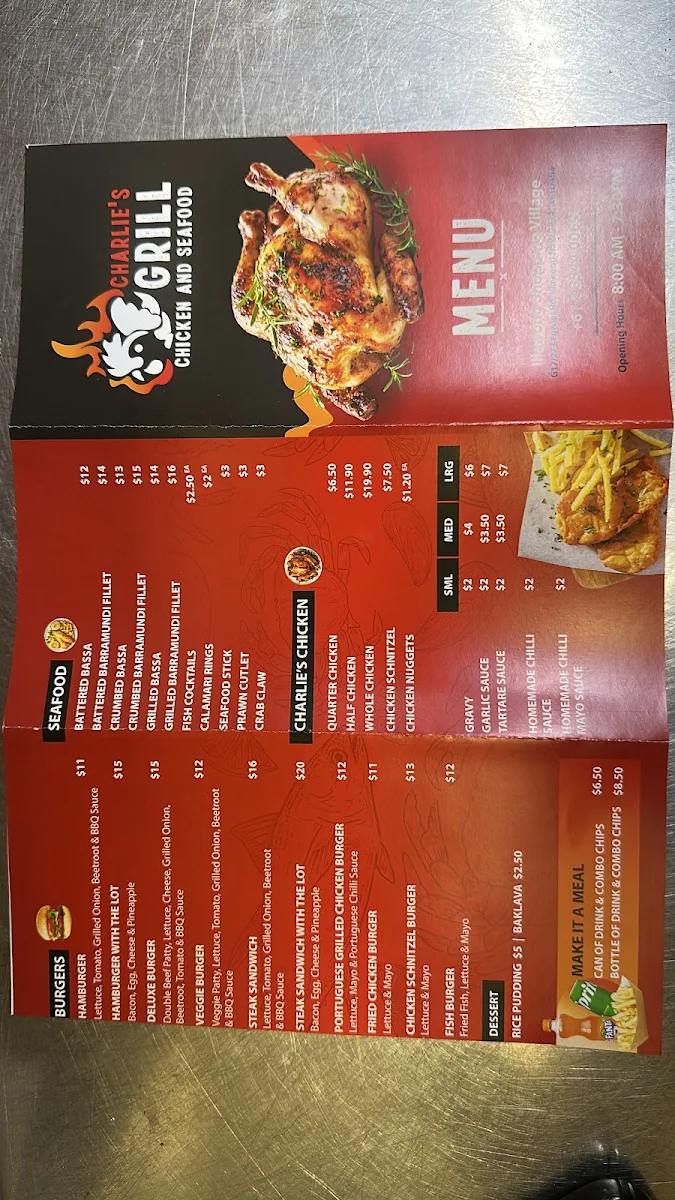 Menu, Charlie's Grill