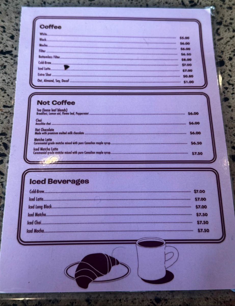 Menu, Rollers Bakehouse