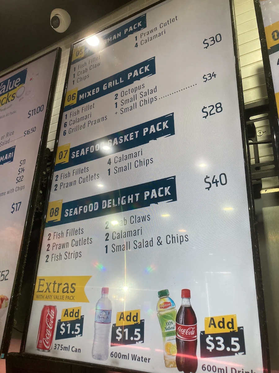 Menu, Seafood Delight