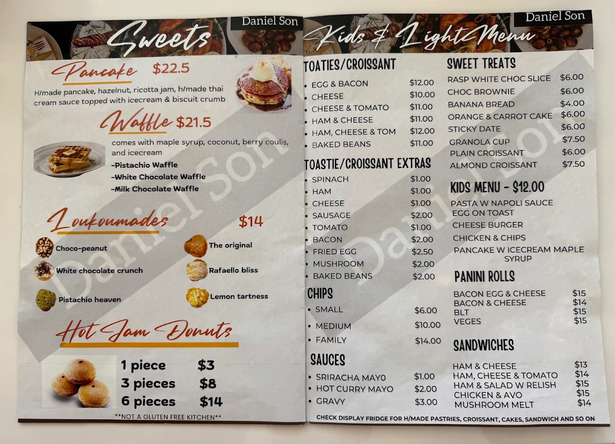Menu, Daniel Son Murrumbeena