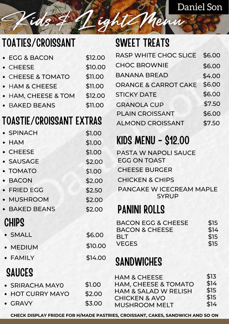 Menu, Daniel Son Murrumbeena