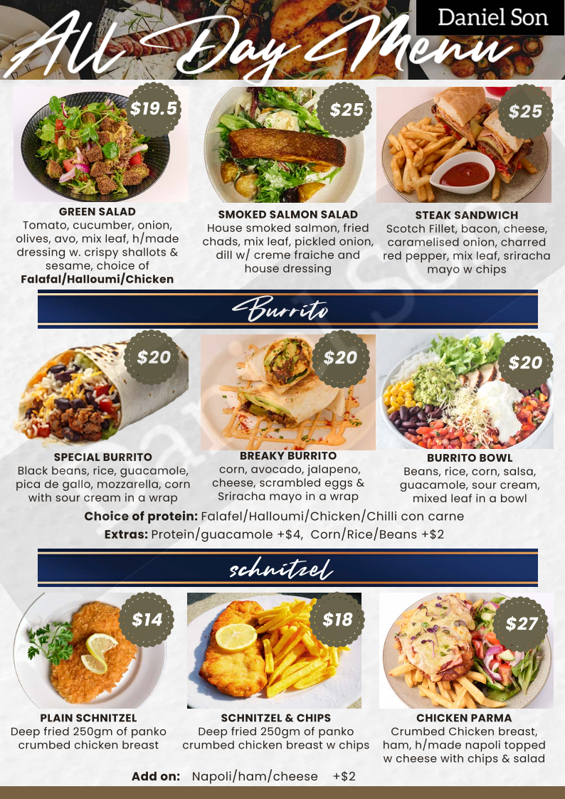 Menu, Daniel Son Murrumbeena
