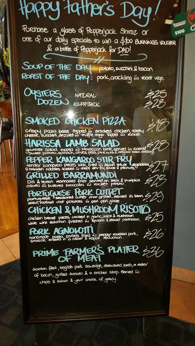 Menu, Matthew Flinders Hotel