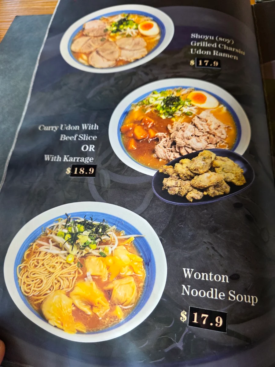 Menu, Noodle Street Jindalee