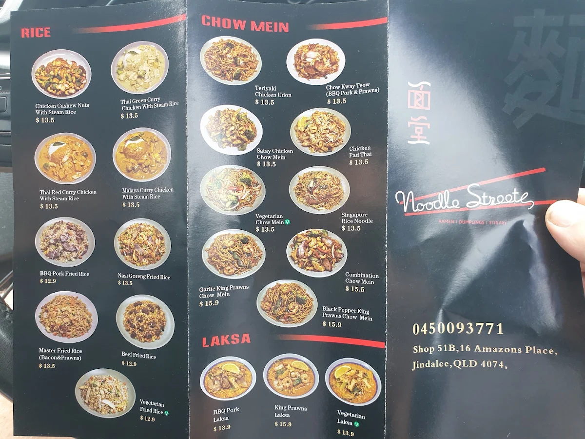 Menu, Noodle Street Jindalee
