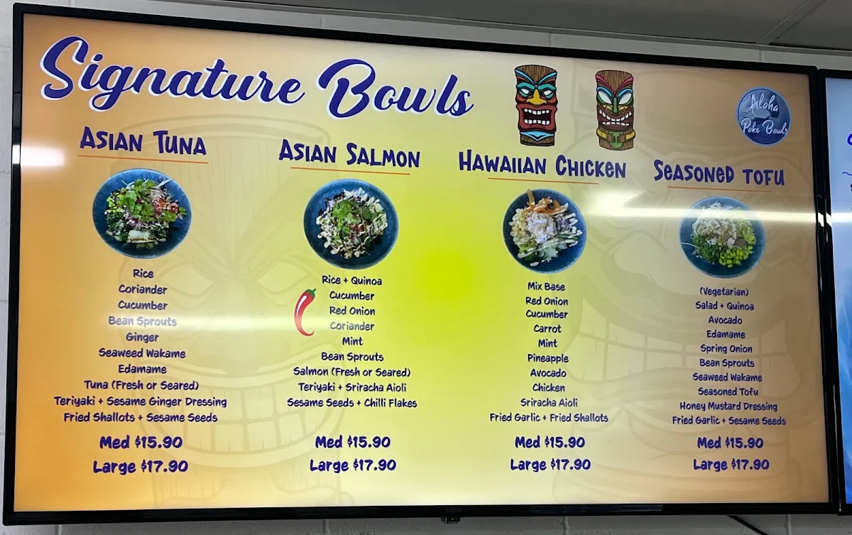 Menu, Aloha poke' bowls