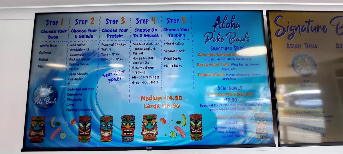 Menu, Aloha poke' bowls