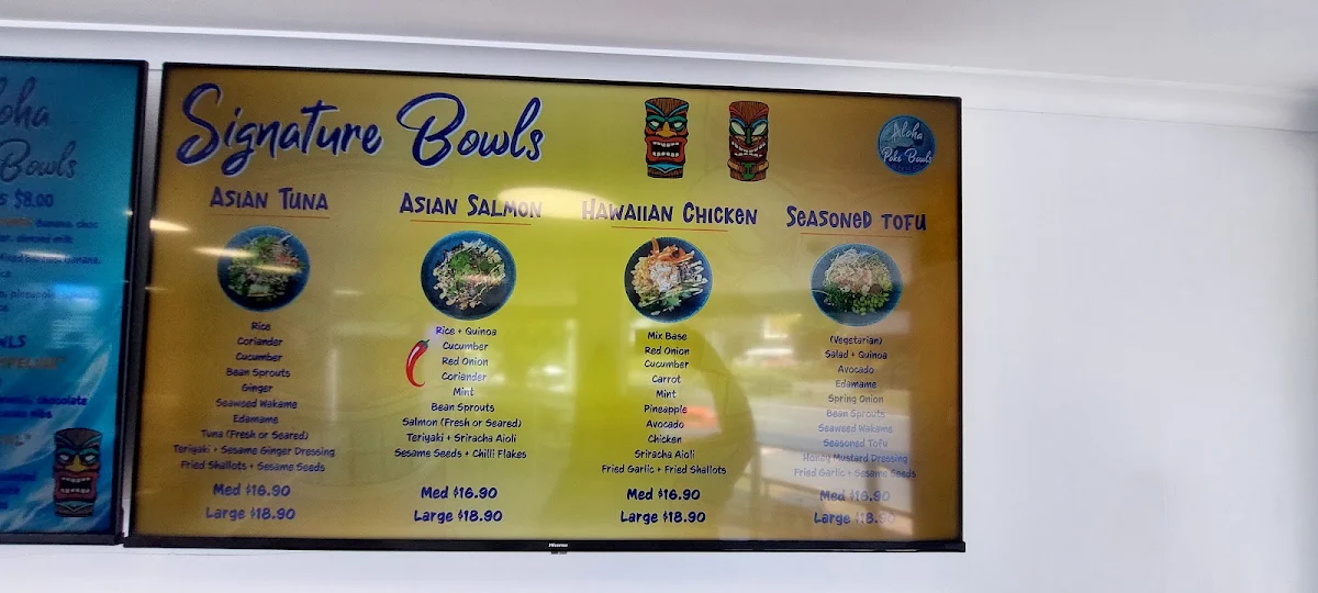 Menu, Aloha poke' bowls