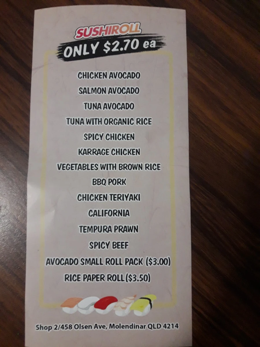 Menu, Miso Sushi