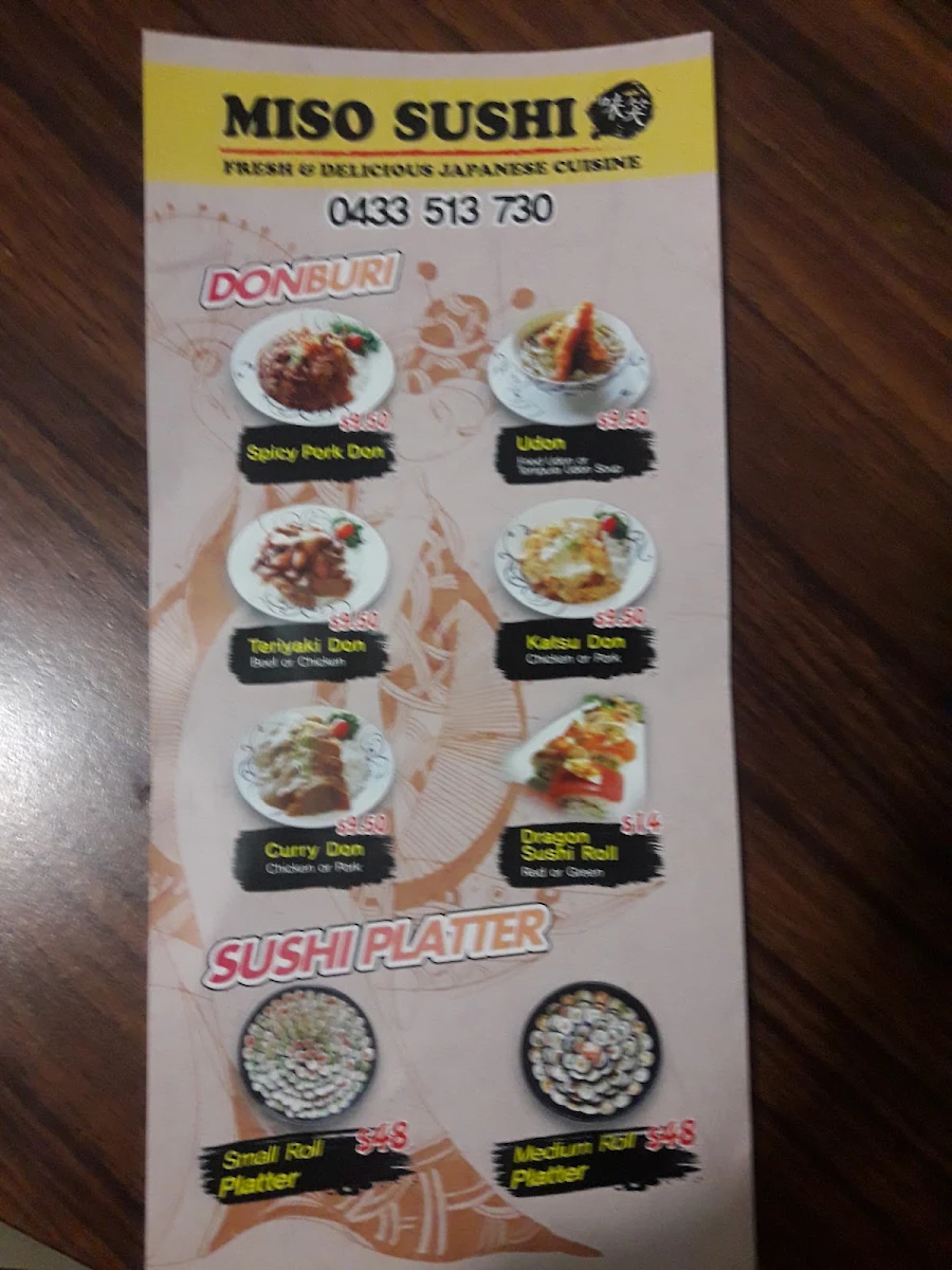 Menu, Miso Sushi