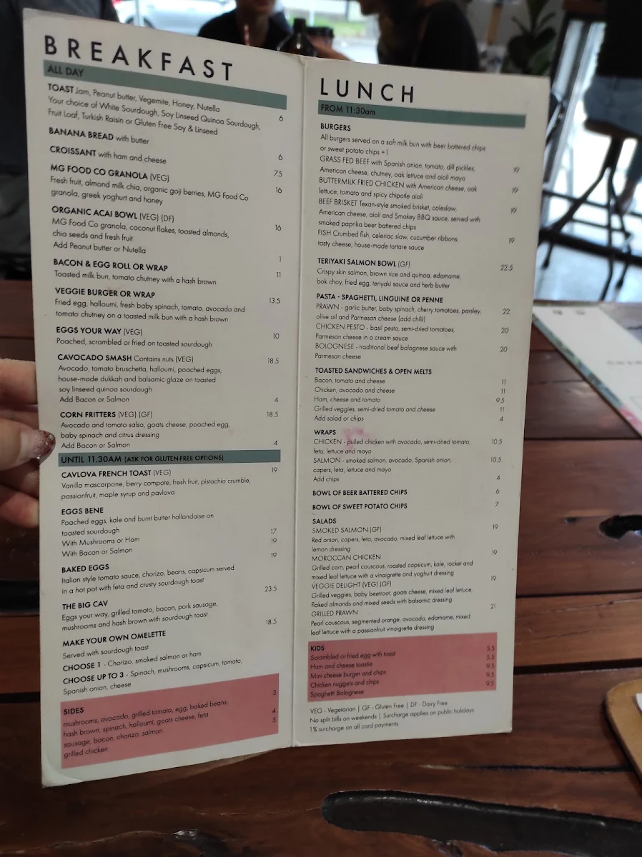 Menu, CAV & CO. Cafe