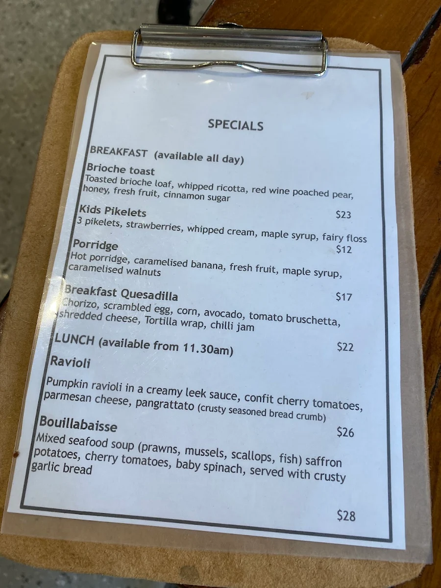 Menu, CAV & CO. Cafe