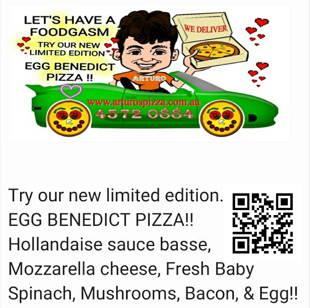 Menu, Arturos pizza & pasta