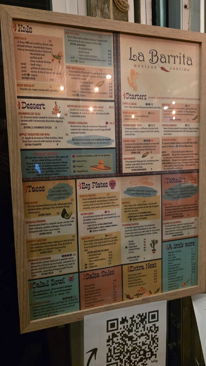 Menu, La Barrita