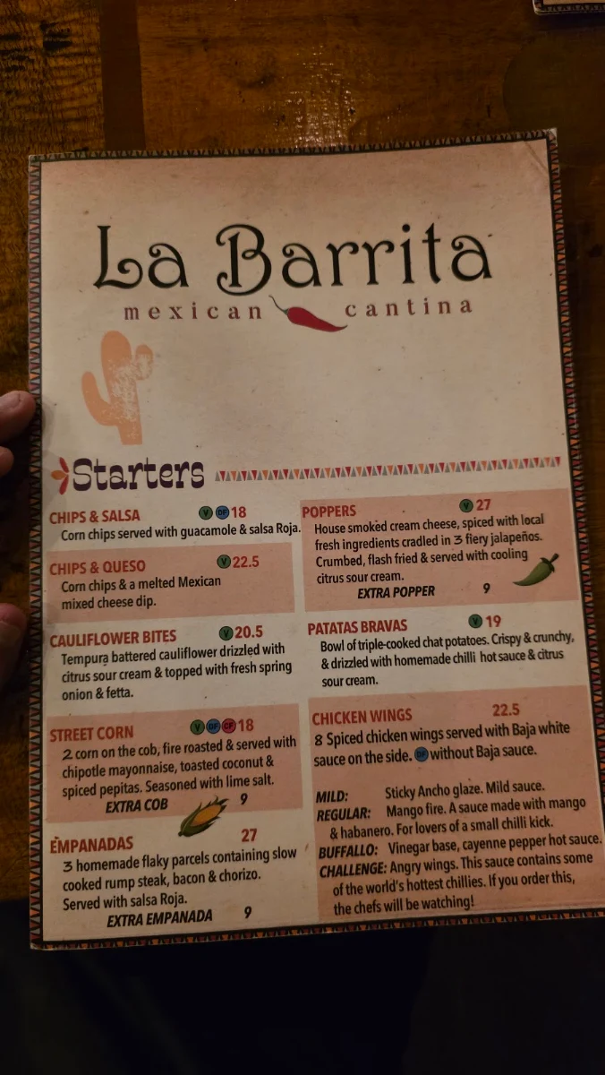 Menu, La Barrita